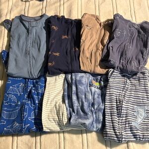 Assorted Cotton Baby Onesies in Blue and Brown 18m